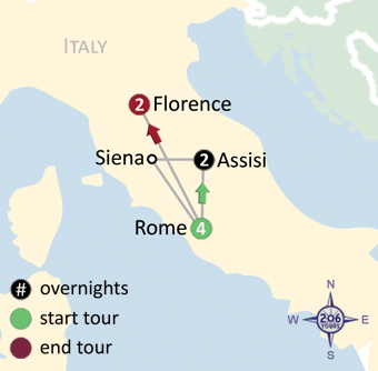 Pilgrimage to Italy Map